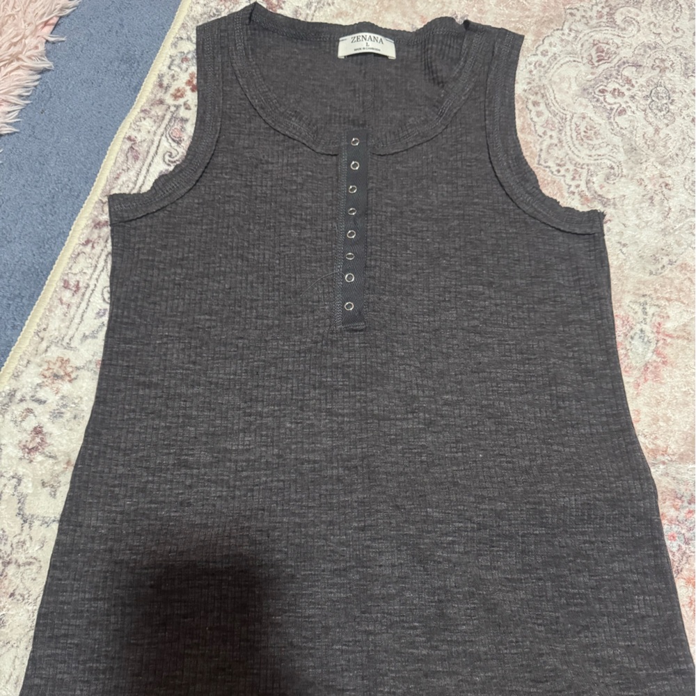 Zenana Outfitters Sleeveless Dark Gray Tank Top